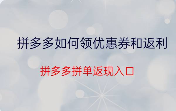 拼多多如何领优惠券和返利 拼多多拼单返现入口？